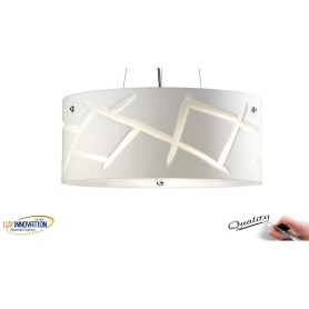 LAMPADARIO PAN ZEBRA A SOSPENSIONE VETRO BIANCO GRAFFIATO MODERNO sos360