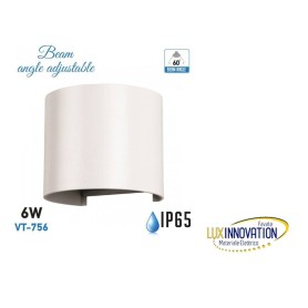 Lampada faretto a muro bianca rotonda doppia luce 6W apertura fascio regolabile