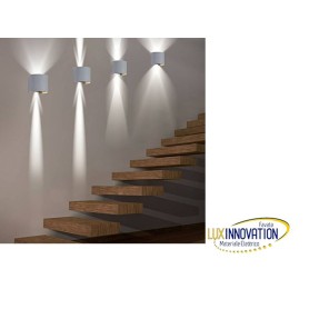 Lampada faretto a muro grigia rotonda doppia luce 6W apertura fascio regolabile