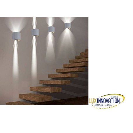 Lampada faretto a muro grigia rotonda doppia luce 6W apertura fascio regolabile Lampada faretto a muro grigia rotonda doppia luce 6W apertura fascio regolabile
