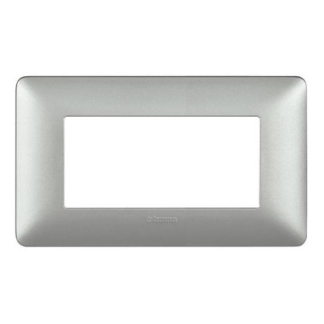 Placca bticino matix silver a 4 moduli AM4804MSL