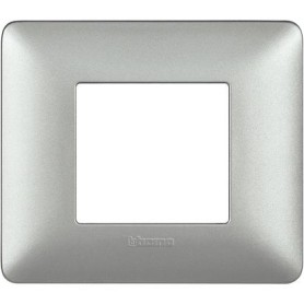 Placca bticino matix silver a 2 moduli scatola rotonda AM4802MSL