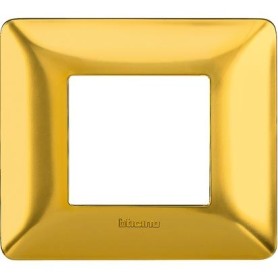 Placca Bticino Matix 2 moduli oro satinato scatola rotonda AM4803GOS