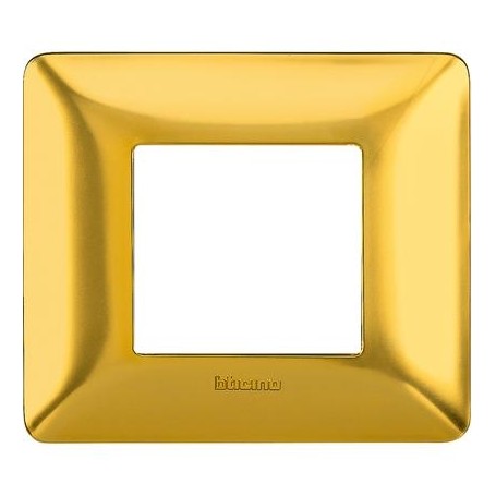 Placca Bticino Matix 2 moduli oro satinato scatola rotonda AM4803GOS Placca Bticino Matix 2 moduli oro satinato scatola rotonda AM4803GOS