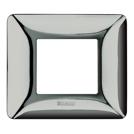 Placca Bticino Matix 2 moduli cromo lucido scatola rotonda AM4802GCR Placca Bticino Matix 2 moduli cromo lucido scatola rotonda AM4802GCR