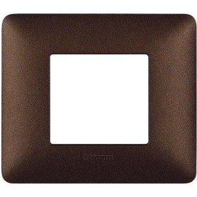 Placca 2 moduli marrone caffè scatola rotonda Bticino Matix  AM4802TGG