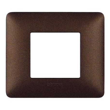 Placca 2 moduli marrone caffè scatola rotonda Bticino Matix  AM4802TGG
