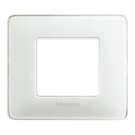 Placca 2 moduli colors ghiaccio scatola rotonda  AM4802CBN Placca 2 moduli colors ghiaccio scatola rotonda  AM4802CBN