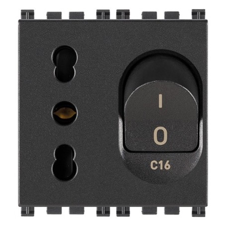 Presa 2P+T 16A P17/11 intb+MT C16 Vimar arkè grigio 19273 Presa 2P+T 16A P17/11 intb+MT C16 Vimar arkè grigio 19273