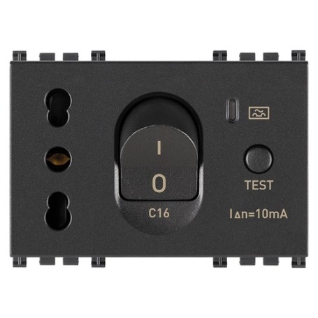 Presa 2P+T 16A P17/11 intb+MT Diff  C16 Vimar arkè grigio 19283 Presa 2P+T 16A P17/11 intb+MT Diff  C16 Vimar arkè grigio 19283