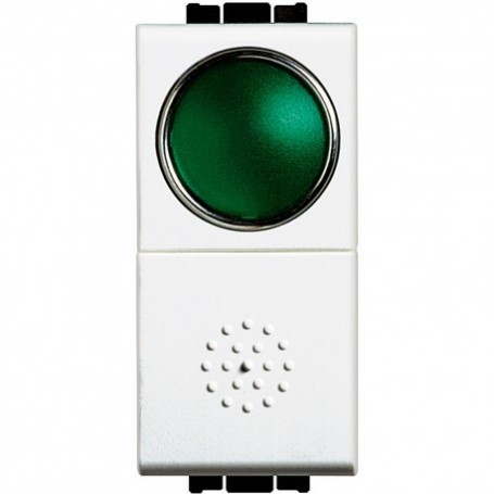 Pulsante NO + portalampada verde Bianco Living Light N4038V