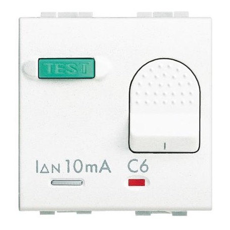 Interruttore Automatico Magnetotermico Differenziale 1P+N 6A 10mA Living Light N4305/6 Interruttore Automatico Magnetotermico Differenziale 1P+N 6A 10mA Living Light N4305/6