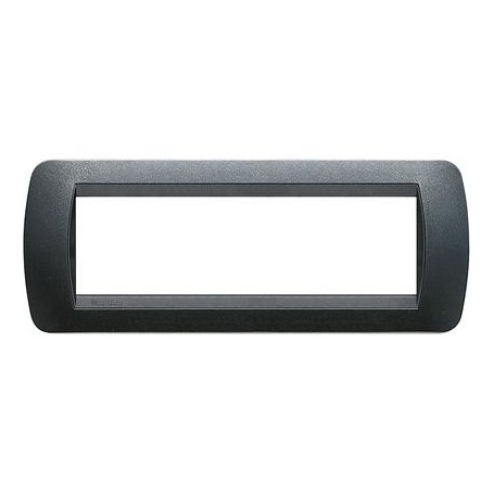Placca 7 posti Acciaio Scuro Antracite Bticino Living L4807PA