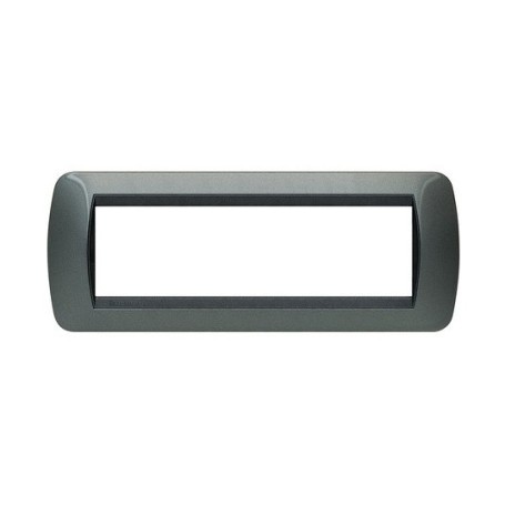 Placca 7 posti Acciaio Scuro Bticino Living L4807AC Placca 7 posti Acciaio Scuro Bticino Living L4807AC