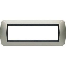 Placca 7 posti Titanio Chiaro Bticino Living L4807TC