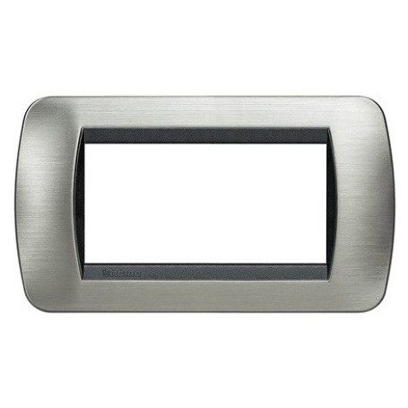 Placca 4 posti Acciaio Spazzolato Bticino Living L4804ACS