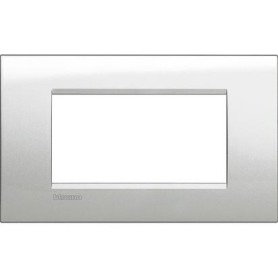 Placca 4 posti Argento Lunare Bticino Living LNA4804GL