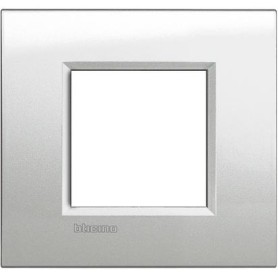 Placca 2 posti Argento Lunare Bticino Living LNA4802GL