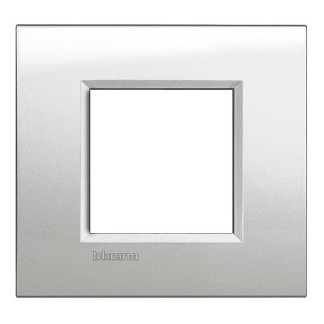 Placca 2 posti Argento Lunare Bticino Living LNA4802GL