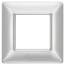 Placca 2M alluminio spazzolato Vimar Plana 14642.81