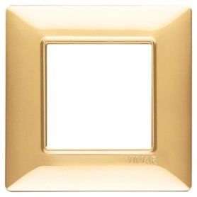 Placca 2M oro lucido scatola rotonda Vimar Plana 14642.24