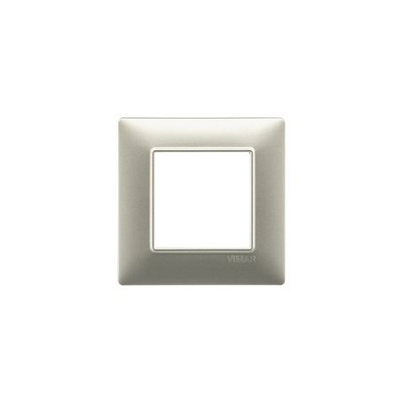 Placca 2M nichel opaco per scatola rotonda  Vimar Plana 14642.21 Placca 2M nichel opaco per scatola rotonda  Vimar Plana 14642.21
