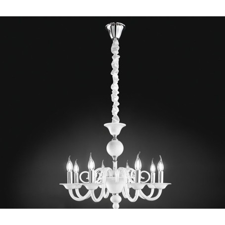 Lampadario sospensione vetro bianco candele D.68 art.6496B moderno contemporaneo salone sala da pranzo camera da letto Lampadario sospensione vetro bianco candele D.68 art.6496B moderno contemporaneo salone sala da pranzo camera da letto