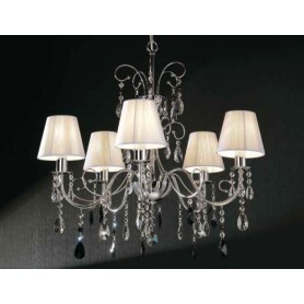 Lampadario a sospensione Imperial con cristalli e coppette bianche o nere 27C/5