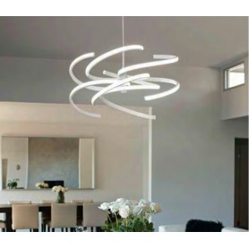 Lampadario lampada a sospensione in metallo verniciato bianco D.47cm art.6396b lc Illuminazione moderna per salone cucina
