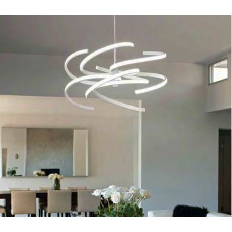 Lampadario lampada a sospensione in metallo verniciato bianco D.47cm 6396b  lc Illuminazione moderna per salone cucina