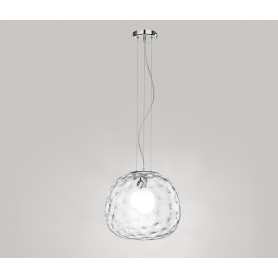Lampadario con lampada a sospensione vetro trasparente D.40cm art.6468TR Illuminazione moderna ideale per salone e cucina