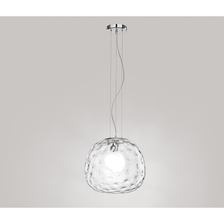 Lampadario con lampada a sospensione vetro trasparente D.40cm art.6468TR Illuminazione moderna ideale per salone e cucina Lampadario con lampada a sospensione vetro trasparente D.40cm art.6468TR Illuminazione moderna ideale per salone e cucina