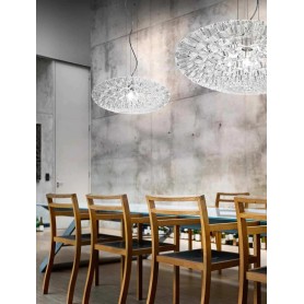 Lampadario con lampada a sospensione in acrilico trasparente D.54cm art.5781 Illuminazione moderna ideale per salone e cucina