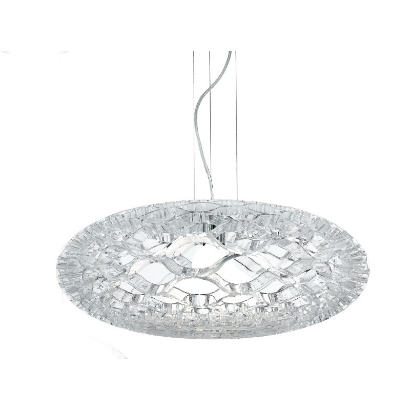 Lampadario con lampada a sospensione in acrilico trasparente D.54cm art.5781 Illuminazione moderna ideale per salone e cucina