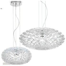Lampadario coordinato 2 lampade a sospensione acrilico trasparente art. 578081Illuminazione moderna ideale per salone e cucina