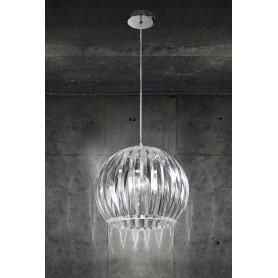 Lampadario con lampada a sospensione in acrilico trasparente D.40cm art.5858T Illuminazione moderna ideale per salone e cucina