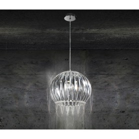 Lampadario con lampada a sospensione in acrilico trasparente D.30cm art.5860T Illuminazione moderna ideale per salone e cucina