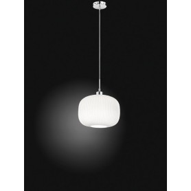 Lampadario con lampada a sospensione vetro bianco D.30cm art.6342 Illuminazione moderna ideale per salone e cucina