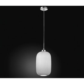 Lampadario con lampada a sospensione vetro bianco D.20cm art.6343 Illuminazione moderna ideale per salone e cucina