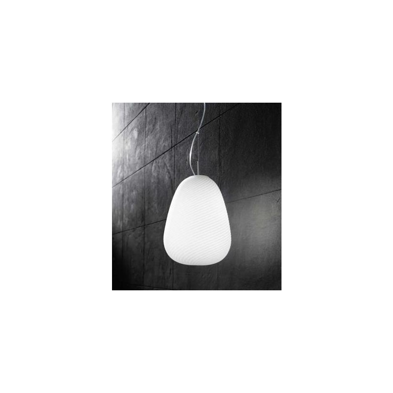 Lampadario con lampada a sospensione vetro bianco D.30cm art.6462 Illuminazione moderna ideale per salone e cucina