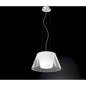 Lampadario con lampada a sospensione in metallo bianco con vetro D.48cm art.6460B Illuminazione moderna ideale per salone e cuci
