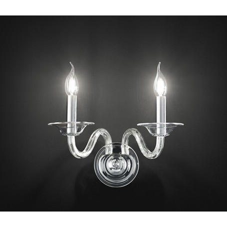 Applique candele vetro trasparente 30cm art.6494TR illuminazione moderna contemporanea ideale per salone camera da letto