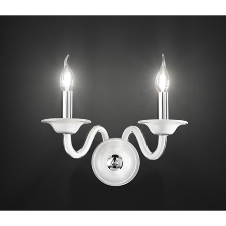 Applique candele vetro bianco 30cm art.6494B illuminazione moderna contemporanea ideale per salone camera da letto Applique candele vetro bianco 30cm art.6494B illuminazione moderna contemporanea ideale per salone camera da letto