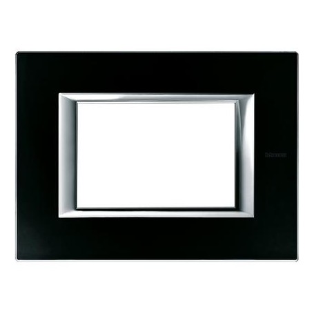 Placca Classic 3M vetro nero notte Bticino Axolute HA4803VNN