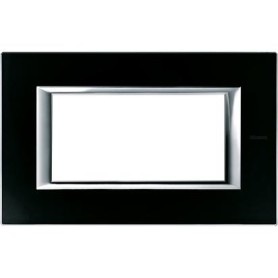 Placca Classic 4M vetro nero notte Bticino Axolute HA4804VNN