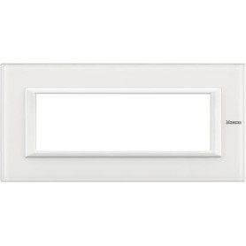 Placca Classic 6M vetro bianco Bticino Axolute HA4806VBB