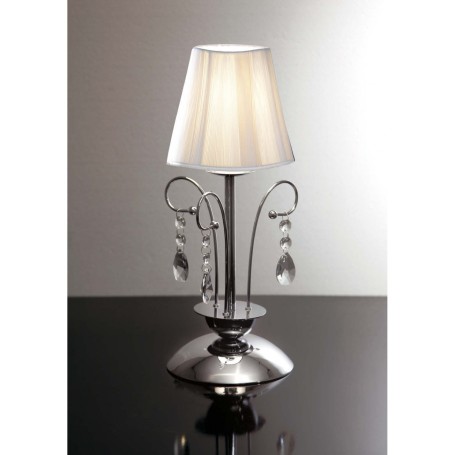 Lampada da tavolo Imperial con cristalli e coppette bianche o nere 27T/1 Lampada da tavolo Imperial con cristalli e coppette bianche o nere 27T/1