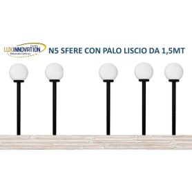 kit n5 Lampione Sfera da giardino opaca da 25  com palo da 1.5 mt