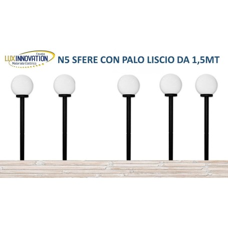 kit n5 Lampione Sfera da giardino opaca da 25  com palo da 1.5 mt