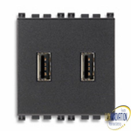 Presa di alimentazione USB 2 moduli Vimar Arkè Grigia 5V 1A  Presa di alimentazione USB 2 moduli Vimar Arkè Grigia 5V 1A